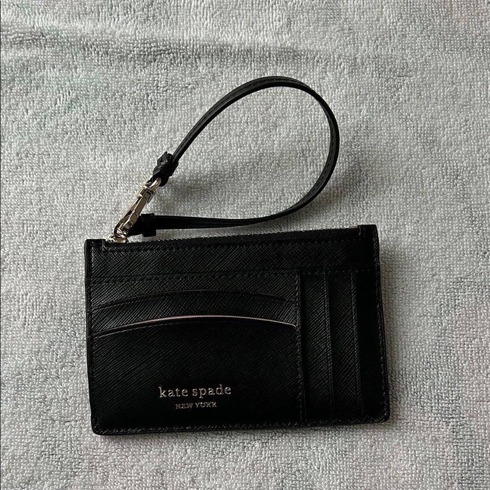 Kate Spade Black Leather Card Holder with key fob